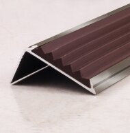 Порог угловой с резиновой вставкой ПО-38х23 бронза глянец - коричневый 2,7 м