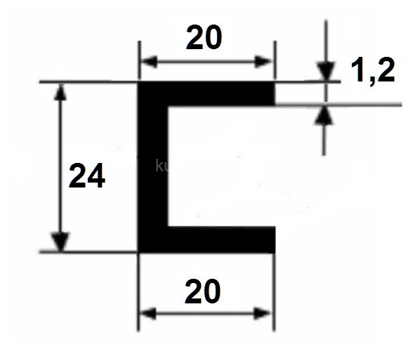 Заказать Алюминиевый швеллер 20х24х20х1,2 мм 3 м 