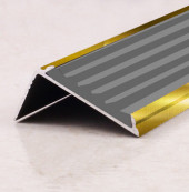 Порог угловой с резиновой вставкой ПО-38х23 золото глянец - серый 2,7 м