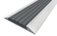 Порог противоскользящий с серой вставкой Д15 Серебро НЕ (анодированный) 2,7 м