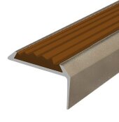 Угловой порог алюминиевый противоскользящий 22х42 мм Д01 КР люкс Шампань (коричневая вставка) 2,7 м