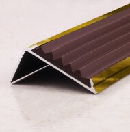 Порог угловой с резиновой вставкой ПО-38х23 золото глянец - коричневый 2,7 м Порог угловой с резиновой вставкой ПО-38х23 золото глянец - коричневый 2,7 м