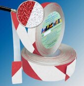 Противоскользящая сигнальная лента AntiSlip 60 grit 150 мм красно-белая 18,3 м