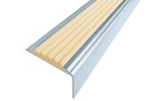 Профиль угловой алюминиевый противоскользящий со вставкой из термоэластопласта Стандарт 38х20 мм Алюминий-Бежевый 2,7м Профиль угловой алюминиевый противоскользящий со вставкой из термоэластопласта Стандарт 38х20 мм Алюминий-Бежевый 2,7м