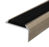 Угловой порог алюминиевый противоскользящий 22х42 мм Д01 КР люкс Шампань (черная вставка) 2,7 м