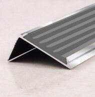 Порог угловой с резиновой вставкой ПО-38х23 серебро глянец - серый 2,7 м Порог угловой с резиновой вставкой ПО-38х23 серебро глянец - серый 2,7 м