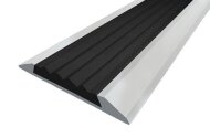 Порог противоскользящий с черной вставкой Д15 Серебро НЕ (анодированный) 2,7 м Порог противоскользящий с черной вставкой Д15 Серебро НЕ (анодированный) 2,7 м
