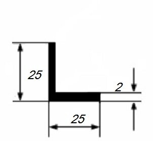 Заказать Уголок из алюминия 25х25х2 мм равносторонний 3 м 