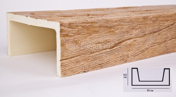Заказать Декоративная балка из полиуретана 95х190 мм Уникс Славянский стиль СС3 Светлый дуб 2 м 