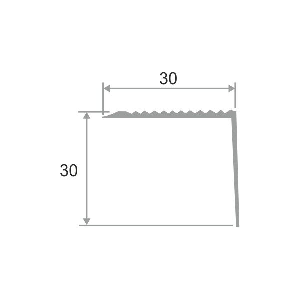 Заказать Угловой порог с рифлением 30х30 мм ПО-30х30-00 без покрытия 2.7 м 