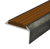 Угловой порог алюминиевый противоскользящий 22х42 мм Д01 КР люкс Черный металлик (коричневая вставка) 2,7 м Угловой порог алюминиевый противоскользящий 22х42 мм Д01 КР люкс Черный металлик (коричневая вставка) 2,7 м