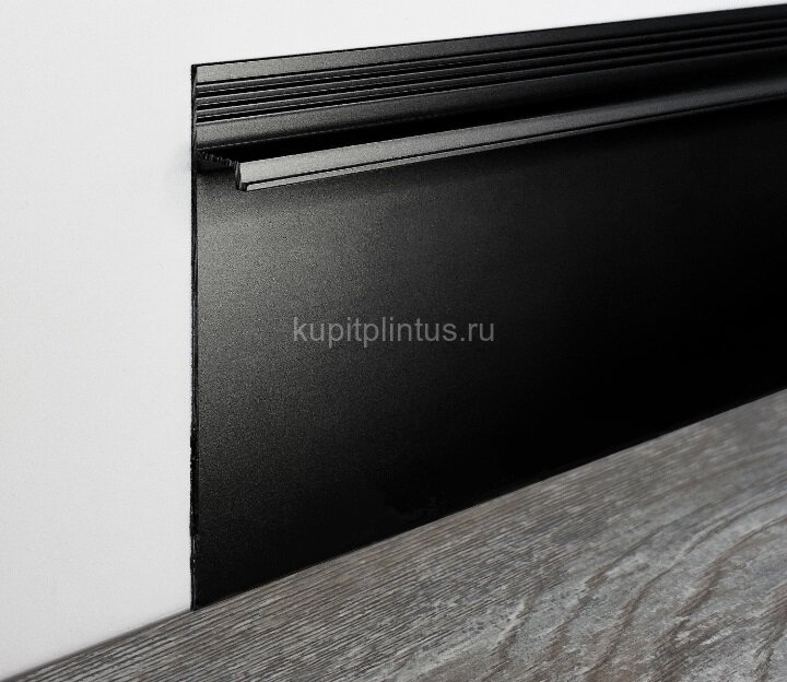 Заказать Алюминиевый плинтус теневой под гипсокартон ПТ-1/80 черный муар 3м Заказать Алюминиевый плинтус теневой под гипсокартон ПТ-1/80 черный муар 3м