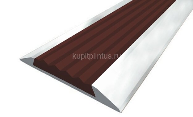Заказать Порог противоскользящий с коричневой вставкой Д15 Алюминий-коричневый (без отделки) 2,7 м 