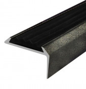 Угловой порог алюминиевый противоскользящий 22х42 мм Д01 КР люкс Черный металлик (черная вставка) 2,7 м