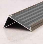 Порог угловой с резиновой вставкой ПО-38х23 бронза матовая - серый 2,7 м Порог угловой с резиновой вставкой ПО-38х23 бронза матовая - серый 2,7 м