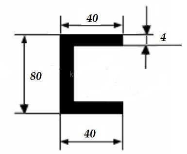 Заказать Швеллер 40х80х40х4 мм из алюминия 3 м 