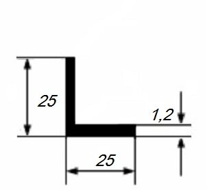 Заказать Уголок из алюминия 25х25х1,2 мм равносторонний 3 м 