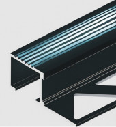 Алюминиевый П-профиль для ступеней с рифлением 20х12 мм PV52-19 черный блестящий 2,7 м
