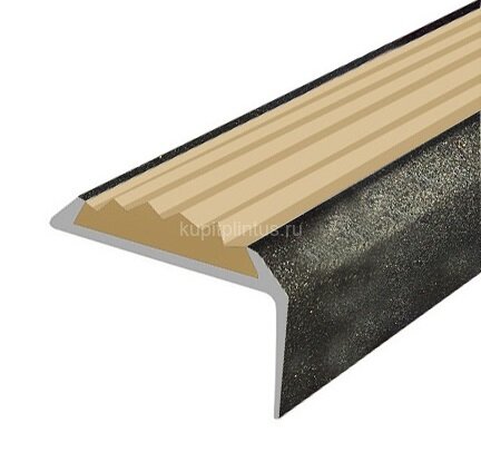 Заказать Угловой порог алюминиевый противоскользящий 22х42 мм Д01 КР люкс Черный металлик (бежевая вставка) 2,7 м 