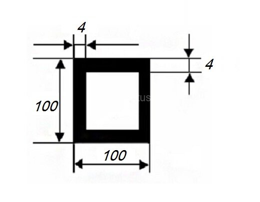 Заказать Бокс квадратный 100х100х4 мм из алюминия 3 м Заказать Бокс квадратный 100х100х4 мм из алюминия 3 м