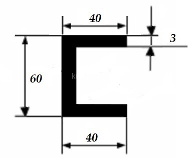Заказать Швеллер 40х60х40х3 мм из алюминия 3 м Заказать Швеллер 40х60х40х3 мм из алюминия 3 м