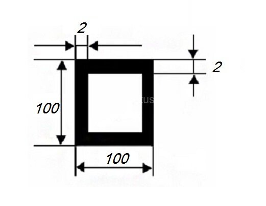 Заказать Бокс квадратный 100х100х2 мм из алюминия 3 м Заказать Бокс квадратный 100х100х2 мм из алюминия 3 м