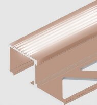 Алюминиевый П-профиль для ступеней с рифлением 20х12 мм PV52-15 розовый блестящий 2,7 м Алюминиевый П-профиль для ступеней с рифлением 20х12 мм PV52-15 розовый блестящий 2,7 м