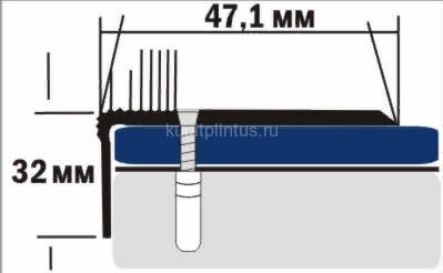 Заказать Порог угловой из алюминия Д14 Золото КЕ (анодированный) 2,7 м 