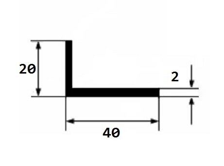 Заказать Уголок из алюминия 20х40х2 мм разносторонний 3 м 
