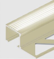 Алюминиевый П-профиль для ступеней с рифлением 20х12 мм PV52-13 песок блестящий 2,7 м Алюминиевый П-профиль для ступеней с рифлением 20х12 мм PV52-13 песок блестящий 2,7 м