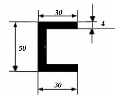 Заказать Швеллер 30х50х30х4 мм из алюминия 3 м Заказать Швеллер 30х50х30х4 мм из алюминия 3 м