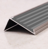Порог угловой с резиновой вставкой ПО-38х23 + ПР-30 серебро матовое - серый 2,7 м