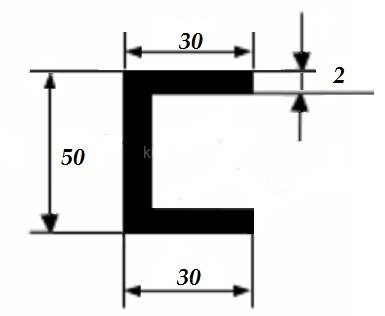 Заказать Швеллер 30х50х30х2 мм из алюминия 3 м Заказать Швеллер 30х50х30х2 мм из алюминия 3 м