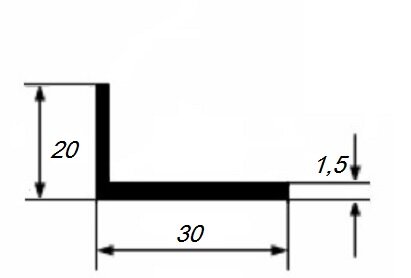 Заказать Уголок из алюминия 20х30х1,5 мм разносторонний 3 м 