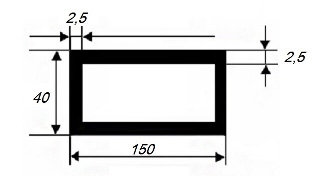 Заказать Бокс прямоугольный 40х150х2,5 мм из алюминия 3 м Заказать Бокс прямоугольный 40х150х2,5 мм из алюминия 3 м