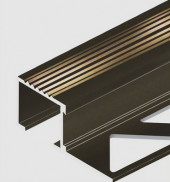 Алюминиевый П-профиль для ступеней с рифлением 20х12 мм PV52-10 коричневый матовый 2,7 м