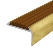 Угловой порог алюминиевый противоскользящий 22х42 мм Д01 КР люкс Золото (коричневая вставка) 2,7 м Угловой порог алюминиевый противоскользящий 22х42 мм Д01 КР люкс Золото (коричневая вставка) 2,7 м