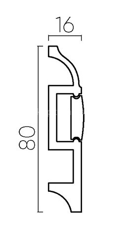 Заказать Напольный плинтус дюрополимер с подсветкой 80 мм РL 080.16 белый 2 м 