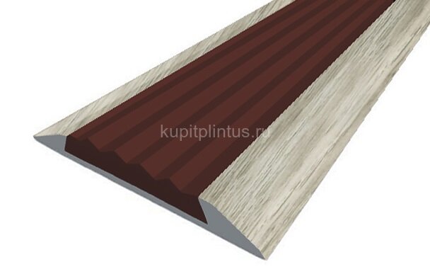 Заказать Порог противоскользящий с коричневой вставкой Д15 КД Дуб северный (декорированный) 2,7 м 