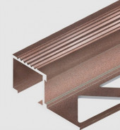 Алюминиевый П-профиль для ступеней с рифлением 20х12 мм PV52-14 розовый матовый 2,7 м