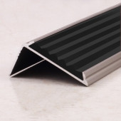 Порог угловой с резиновой вставкой ПО-38х23 серебро матовое - черный 2,7 м
