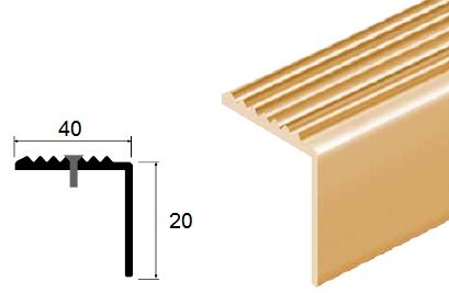 Заказать Профиль Г-образный (угол-порог) с рифлением из полированной латуни 40х20 мм LSSR 2,7 м Заказать Профиль Г-образный (угол-порог) с рифлением из полированной латуни 40х20 мм LSSR 2,7 м