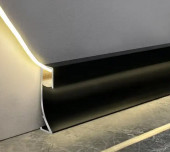 Алюминиевый плинтус с подсветкой LED с экраном  71 мм ПО-193 черный матовый 2,7 м