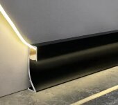 Алюминиевый плинтус с подсветкой LED с экраном  71 мм ПО-193 черный матовый 2,7 м