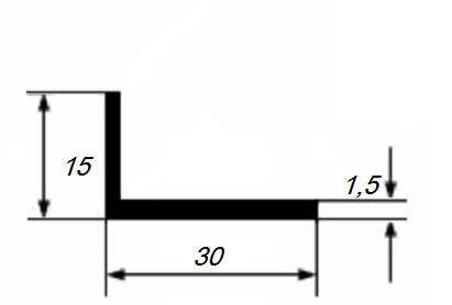Заказать Уголок из алюминия 15х30х1,5 мм разносторонний 3 м Заказать Уголок из алюминия 15х30х1,5 мм разносторонний 3 м