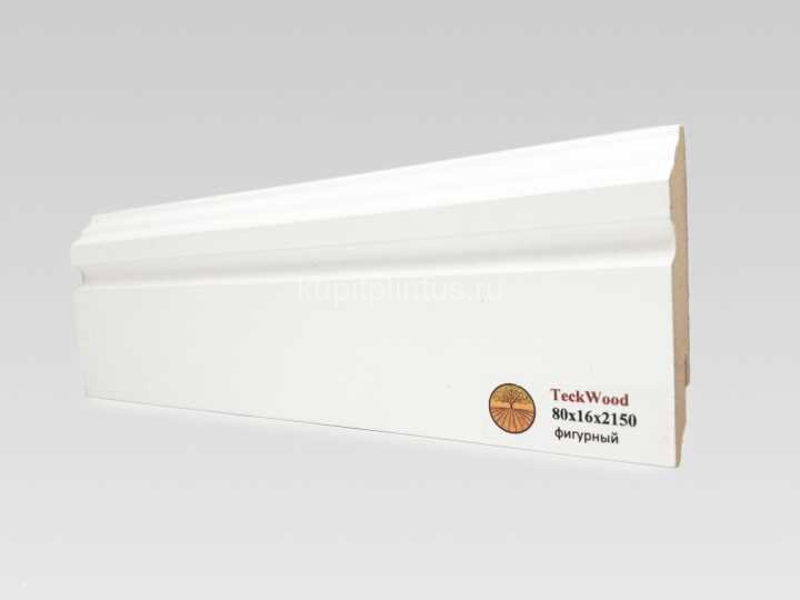 Заказать Напольный плинтус МДФ Teckwood Белый фигурный 80х16 мм 2.15 м Заказать Напольный плинтус МДФ Teckwood Белый фигурный 80х16 мм 2.15 м