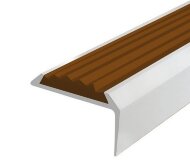 Угловой порог алюминиевый противоскользящий 22х42 мм Д01 КР люкс Алюминий (коричневая вставка) 2,7 м Угловой порог алюминиевый противоскользящий 22х42 мм Д01 КР люкс Алюминий (коричневая вставка) 2,7 м