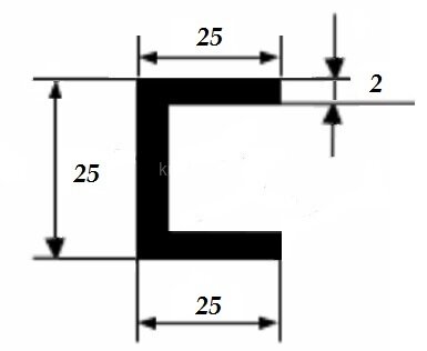 Заказать Швеллер 25х25х25х2 мм из алюминия 3 м Заказать Швеллер 25х25х25х2 мм из алюминия 3 м