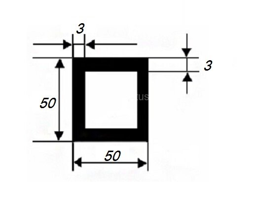 Заказать Бокс квадратный 50х50х3 мм из алюминия 3 м Заказать Бокс квадратный 50х50х3 мм из алюминия 3 м