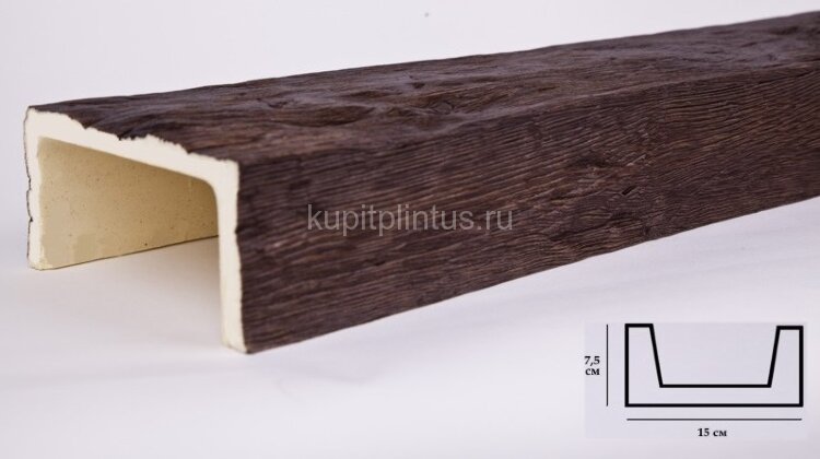 Заказать Декоративная балка из полиуретана 75х150 мм Уникс Славянский стиль СС2 Темный дуб 3 м 